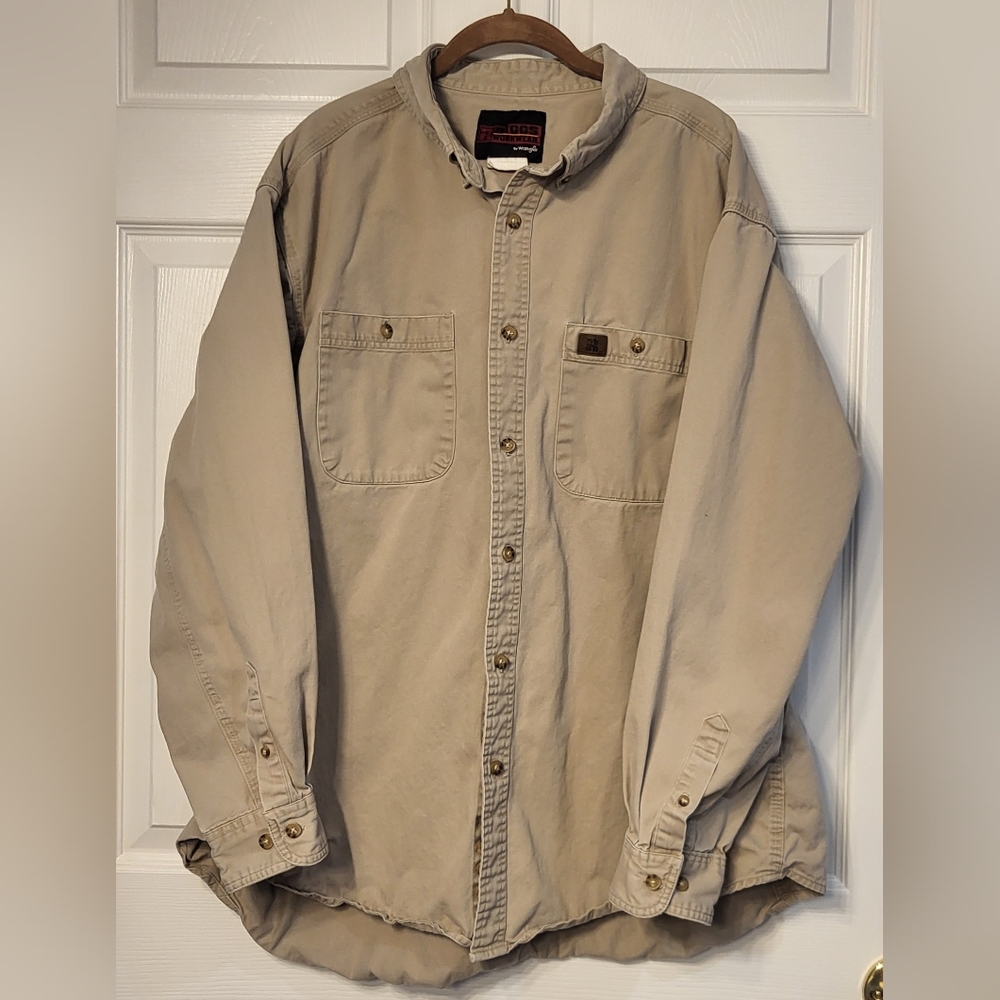 Riggs Workwear Tan Long Sleeve Button Down Workshirt Size XXL Grunge Streetwear